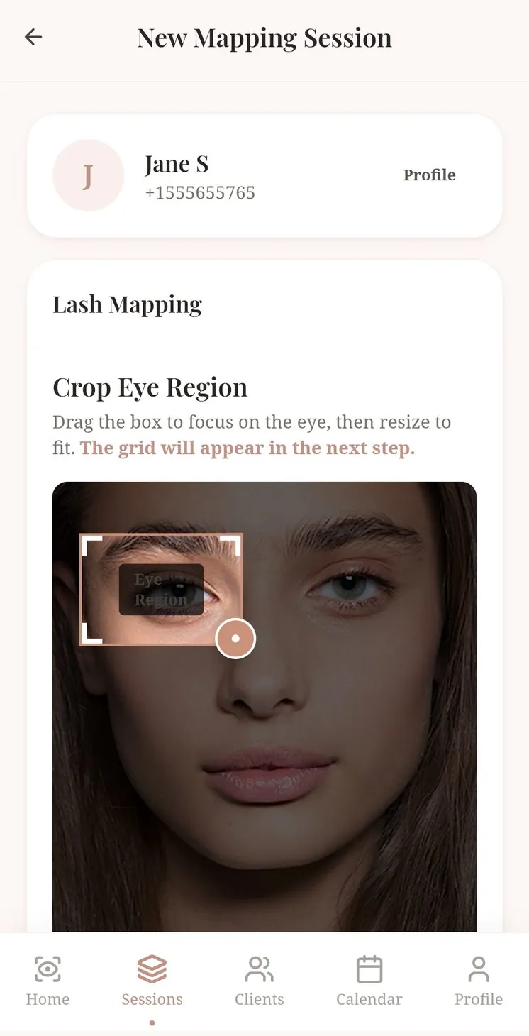 Your stylist frames your eye in a Brissie mapping session