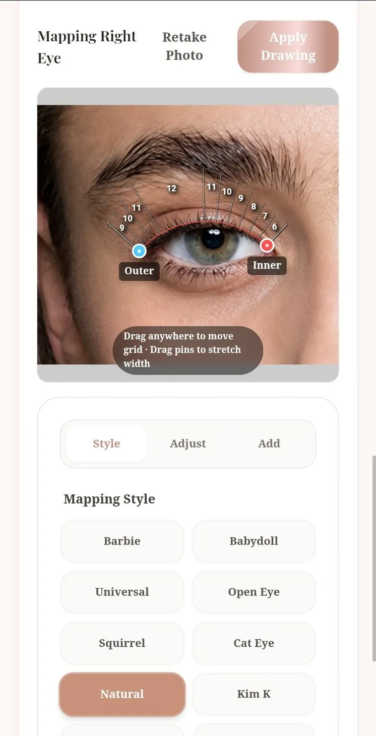 Stylist mapping screen in Brissie